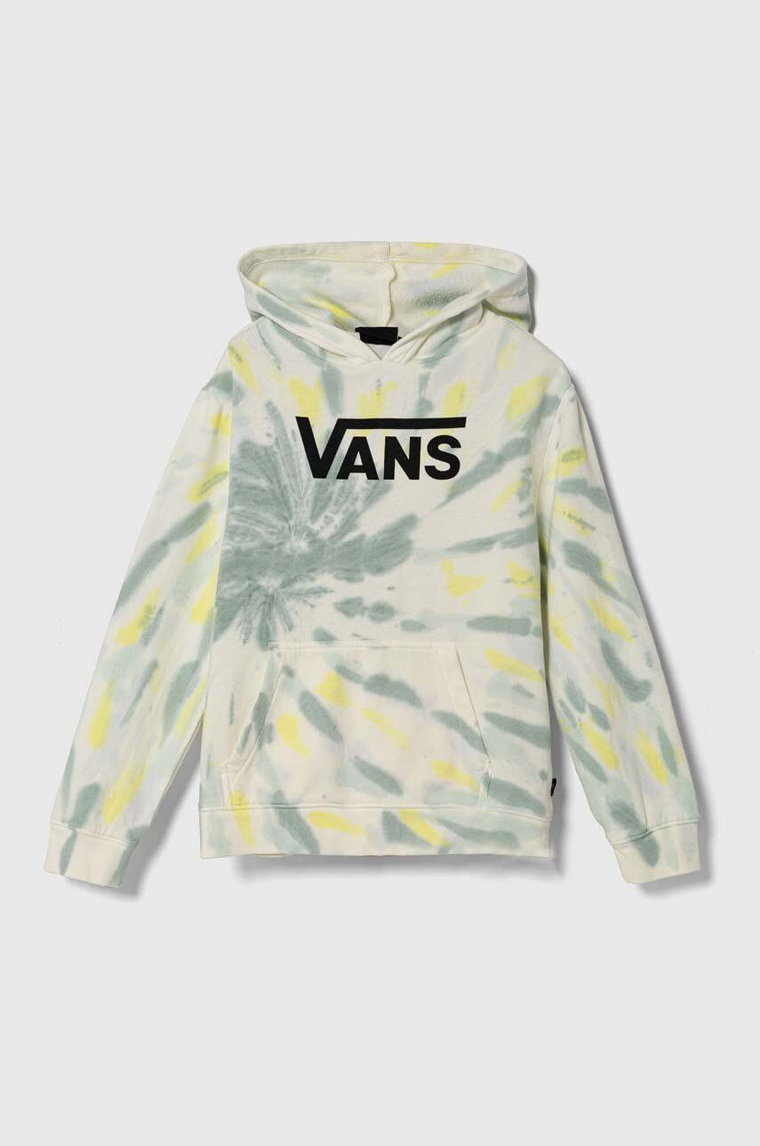 Vans bluza dziecięca SPIRAL TIE DYE HOODIE kolor zielony z kapturem wzorzysta