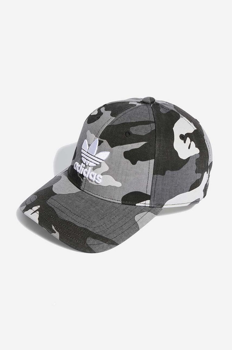 adidas Originals czapka z daszkiem bawełniana Camo Baseball Cap kolor szary wzorzysta IB9195-SZARY