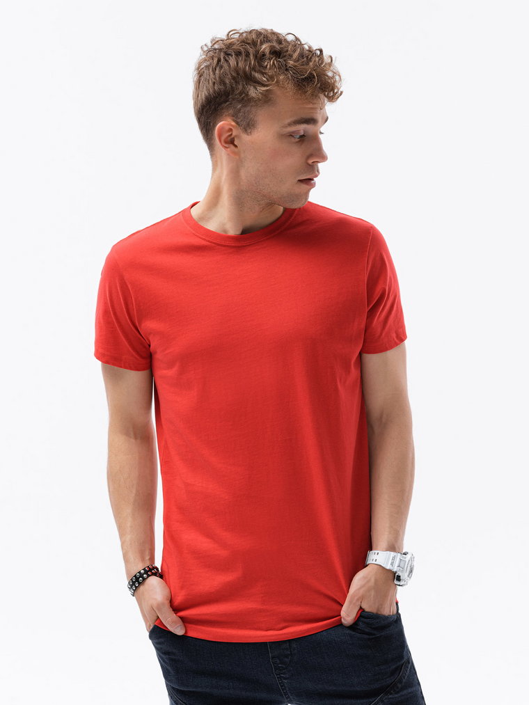 T-shirt męski bawełniany BASIC - czerwony S1224