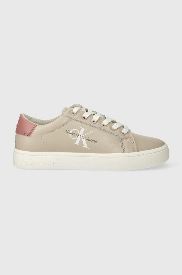 Calvin Klein Jeans sneakersy skórzane CLASSIC CUPSOLE LACEUP LTH WN kolor beżowy YW0YW01269