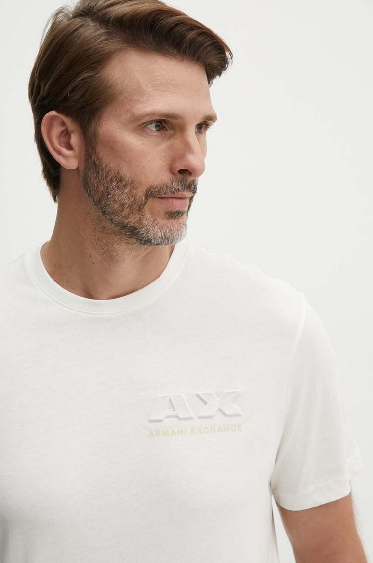 Armani Exchange t-shirt bawełniany męski kolor beżowy z nadrukiem 3DZTAG ZJ9TZ