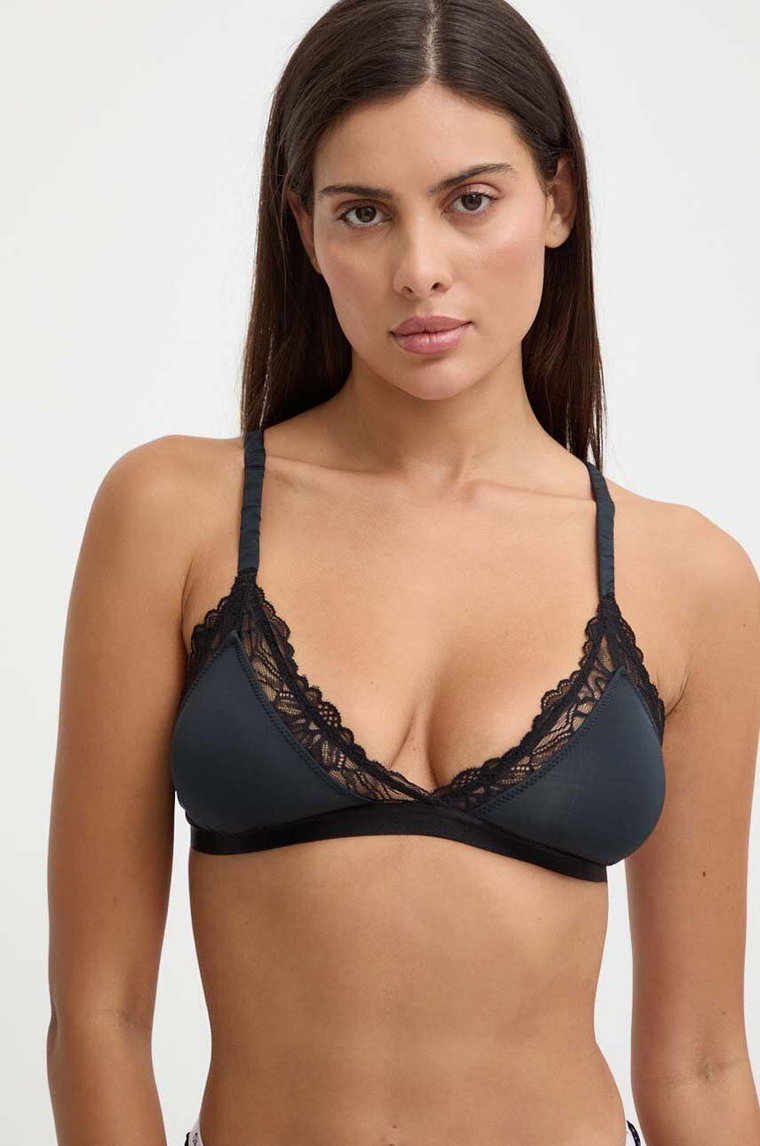 Pepe Jeans biustonosz LACE BRA B kolor czarny gładki PLU11023