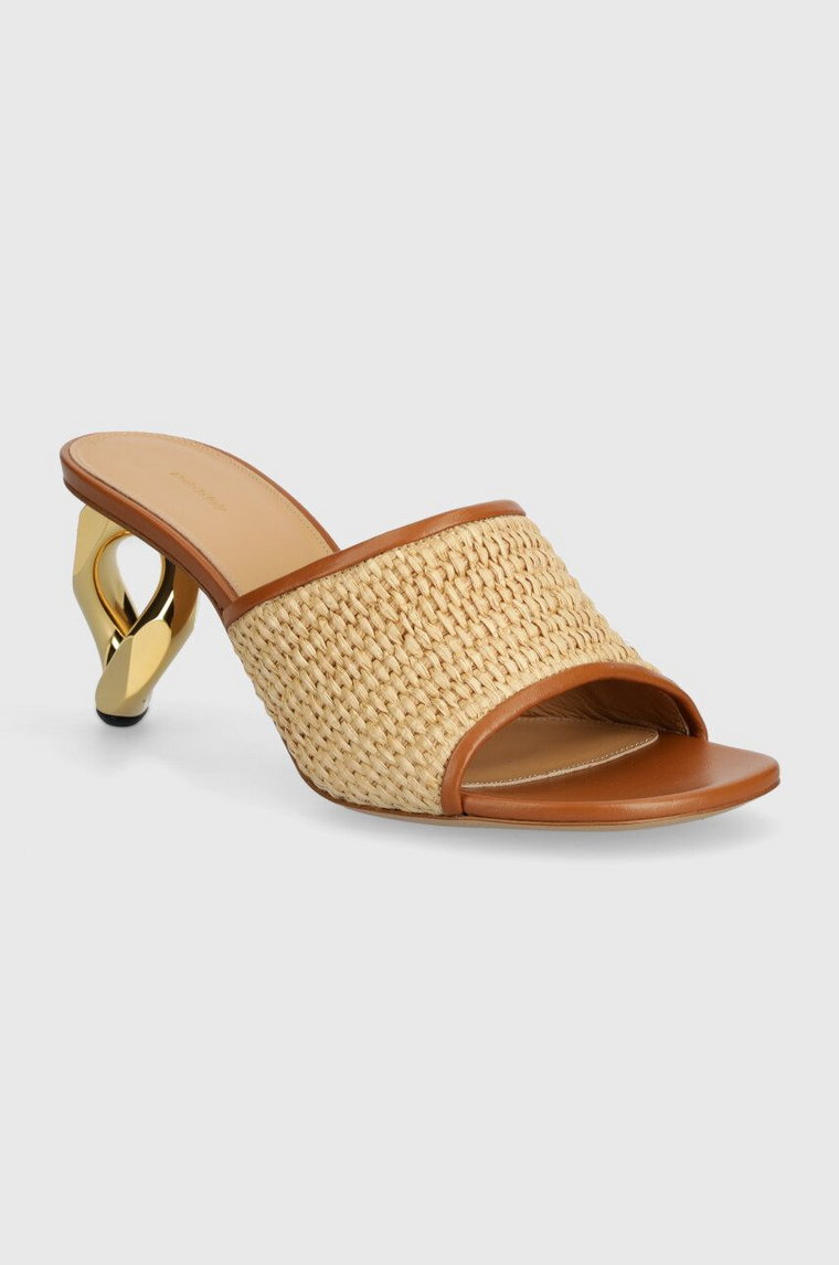 JW Anderson klapki Raffia Sandal damskie kolor beżowy na słupku ANW42230A