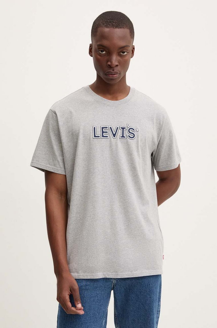 Levi's t-shirt bawełniany męski kolor szary z nadrukiem