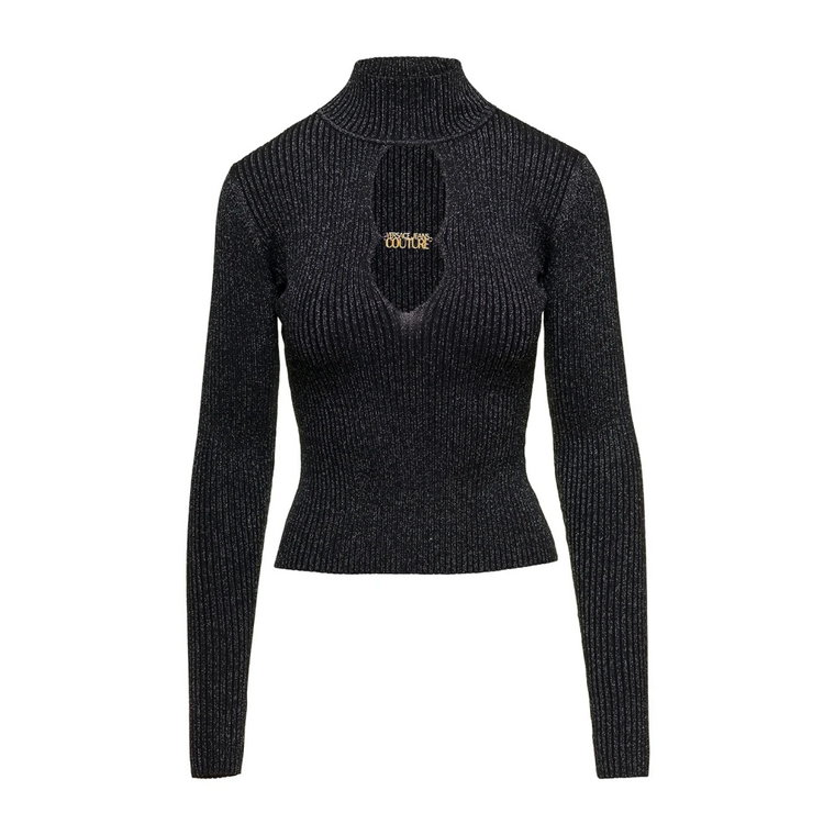 Czarny Sweter z Lurexem Versace Jeans Couture
