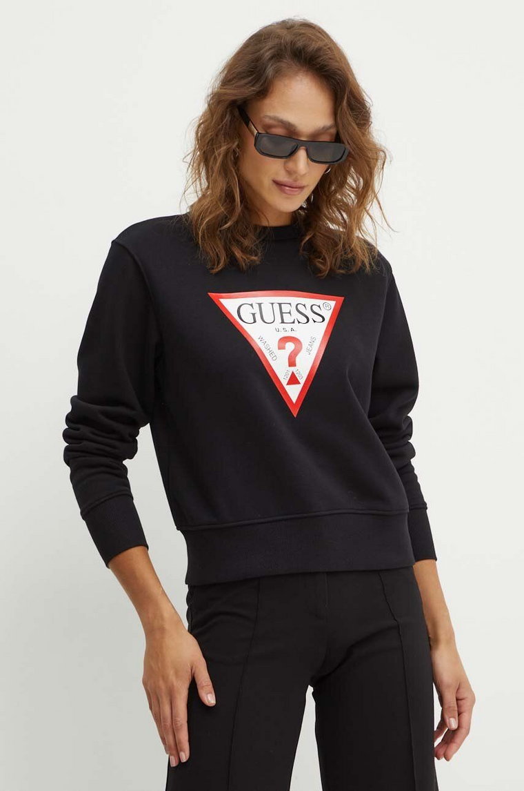 Guess bluza damska kolor czarny z nadrukiem W2YQ16 KBA11