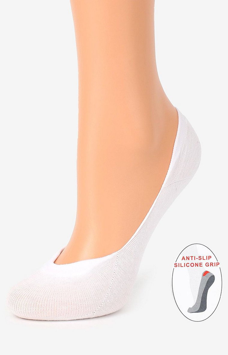 Marilyn białe stopki damskie z silikonem Cotton Anti-Slip, Kolor biały, Rozmiar 36-40, Marilyn