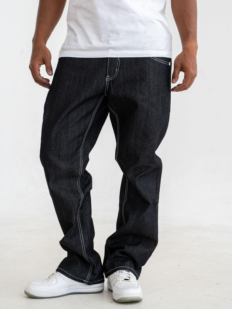 Spodnie Jeansowe Męskie Czarne / Białe Royal Blue Cross Pocket