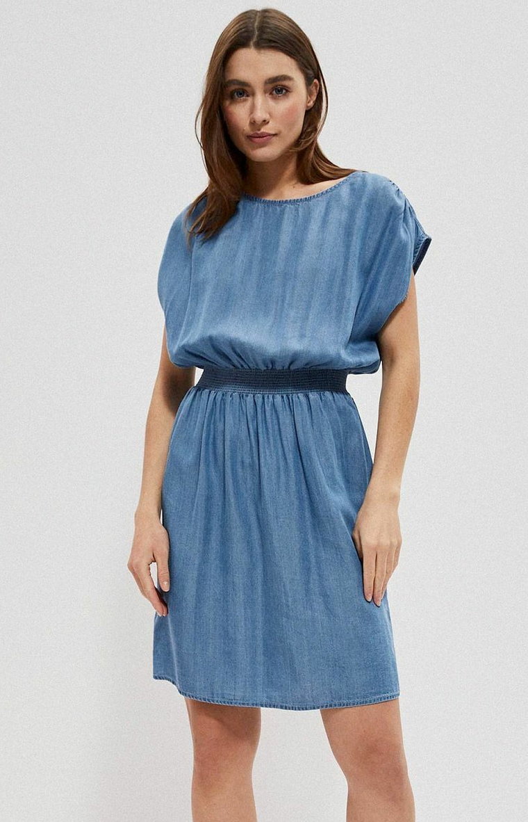3724 Letnia sukienka lyocell, Kolor niebieski, Rozmiar XL, Moodo