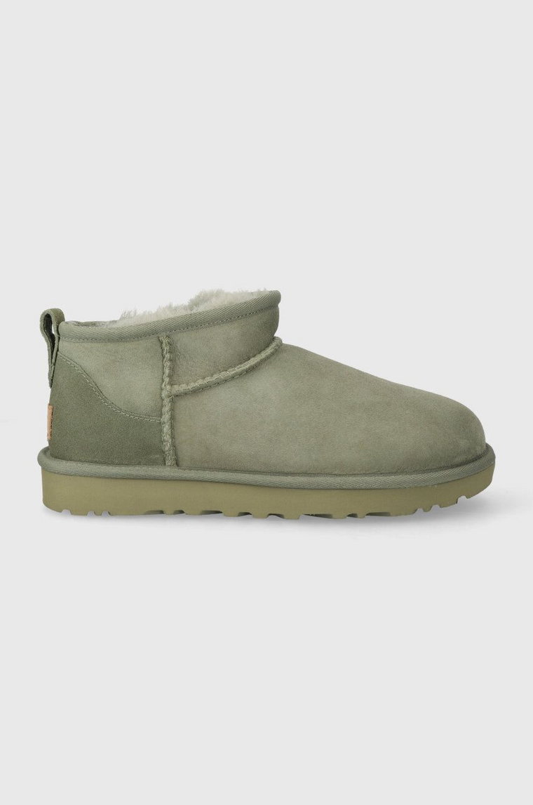 UGG śniegowce zamszowe Classic Ultra Mini kolor zielony 1116109