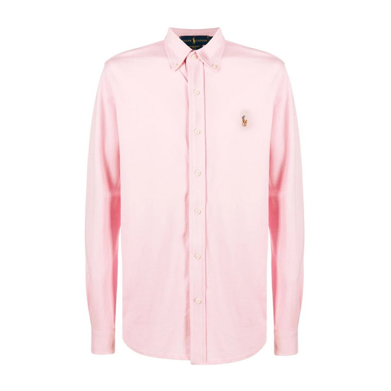 Różowa Koszula w Stylu Oxfordzkim z Guzikami dla Mężczyzn Ralph Lauren