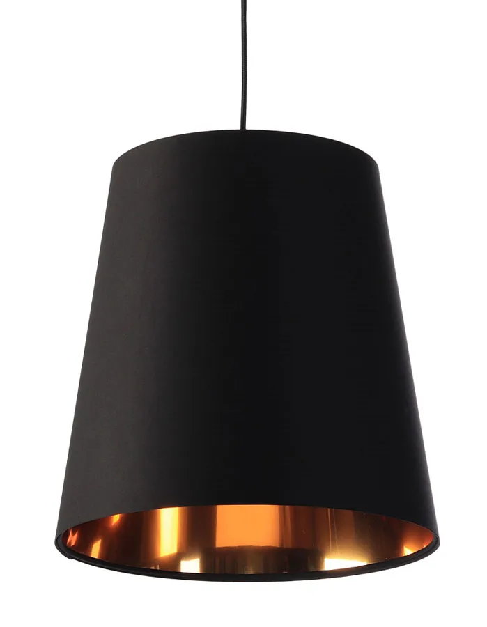 Czarna lampa wisząca nad stół z abażurem rose gold - S404-Arva