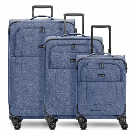 Redolz Essentials 12 THREE SET Zestaw walizek na 4 kółkach, 3-częściowy, z elastycznym zagięciem blue