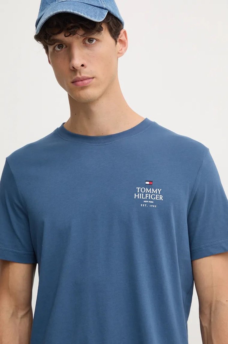 Tommy Hilfiger t-shirt bawełniany męski kolor niebieski z nadrukiem MW0MW36500