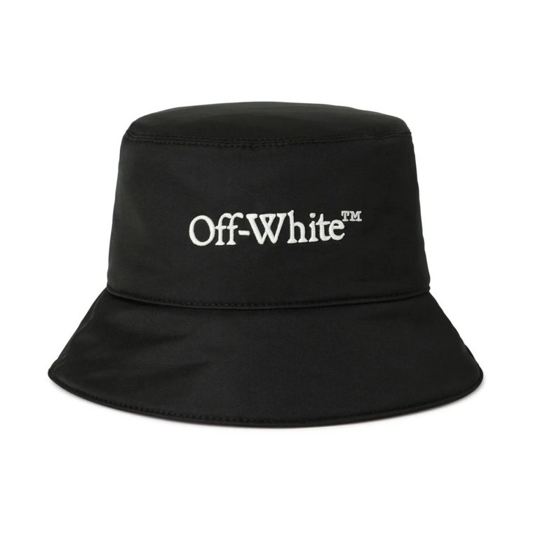 Czarna książkowa czapka z haftowanym logo Off White
