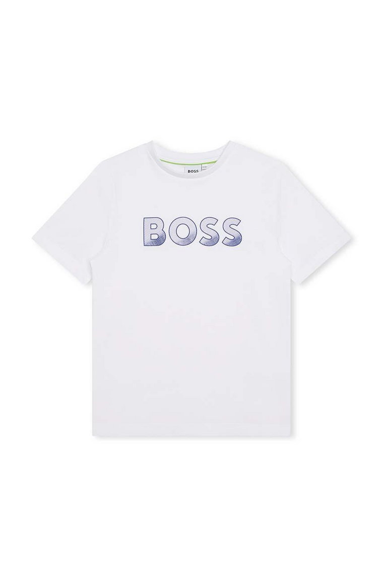 BOSS t-shirt bawełniany dziecięcy kolor biały z nadrukiem