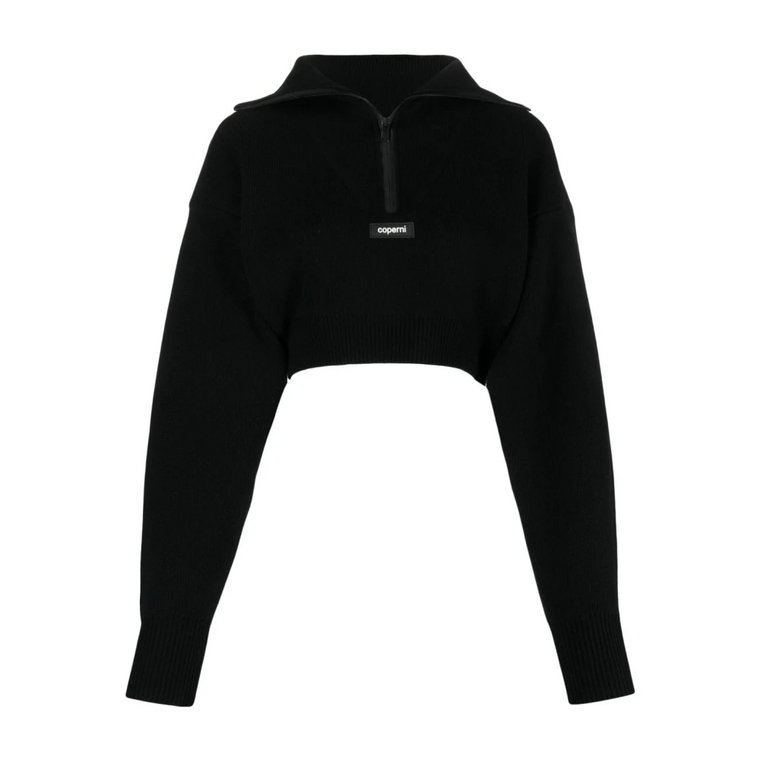 Czarne Swetry z Half Zip Boxy Stylem Coperni