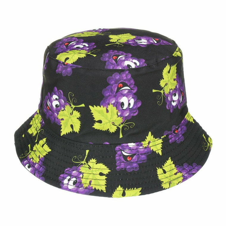 Kapelusz dwustronny bucket hat czapka czarna winogrona kap-m-31