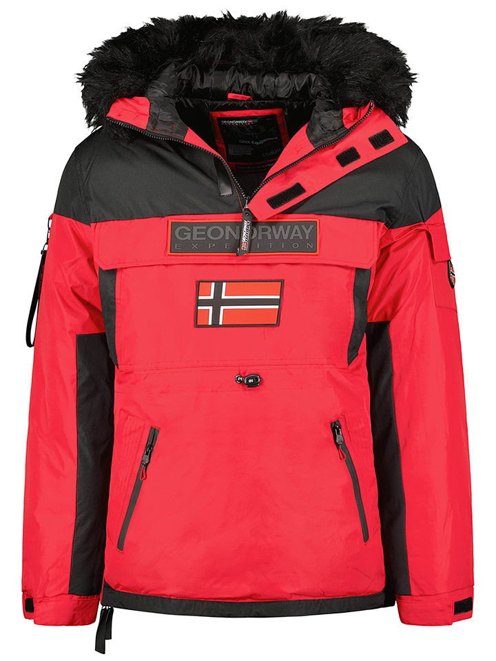 Geographical Norway Parka "Bruno" w kolorze czerwono-czarnym