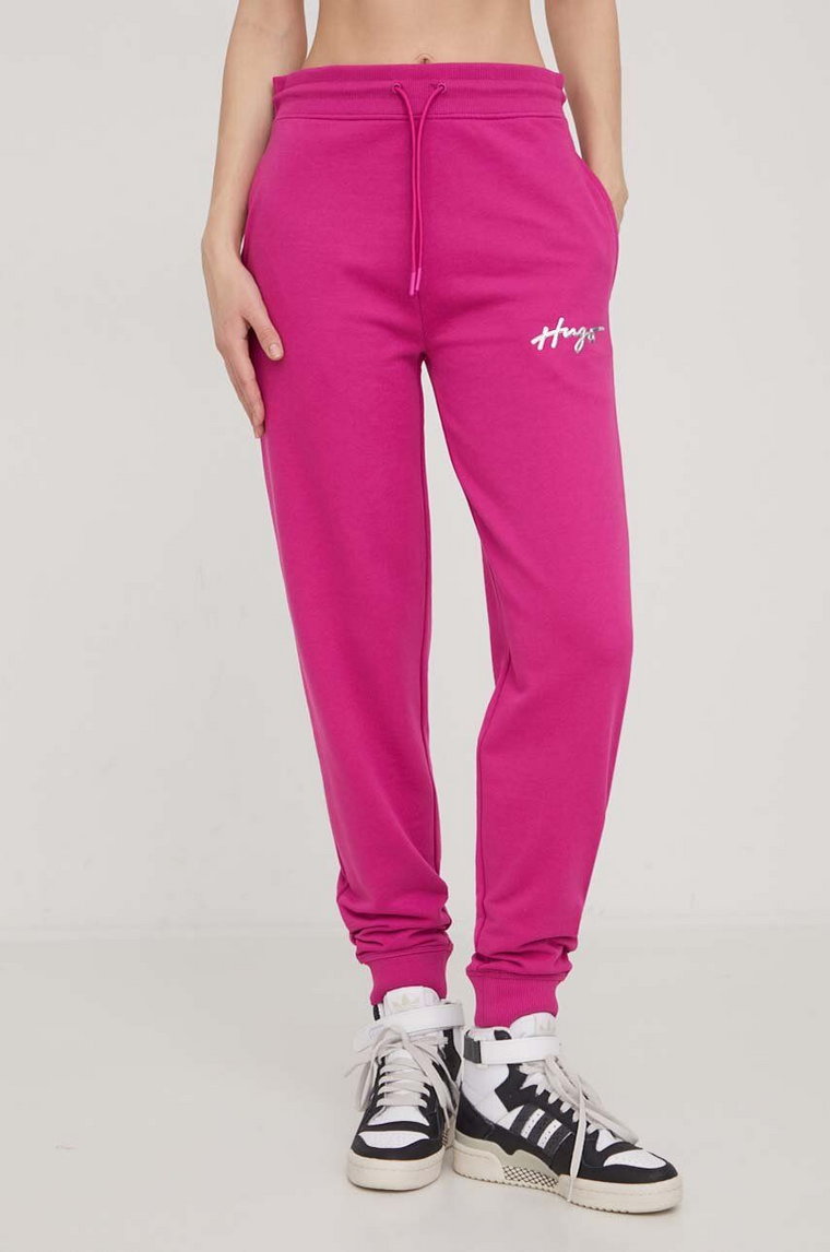 HUGO spodnie dresowe kolor różowy gładkie 50509171