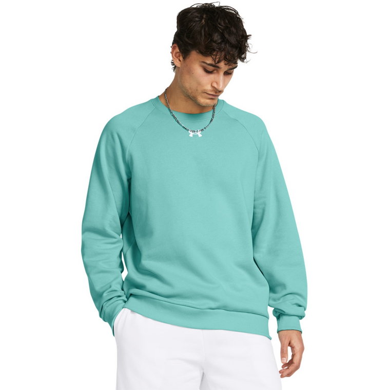 Męska bluza dresowa nierozpinana bez kaptura Under Armour UA Rival Fleece Crew - turkusowa