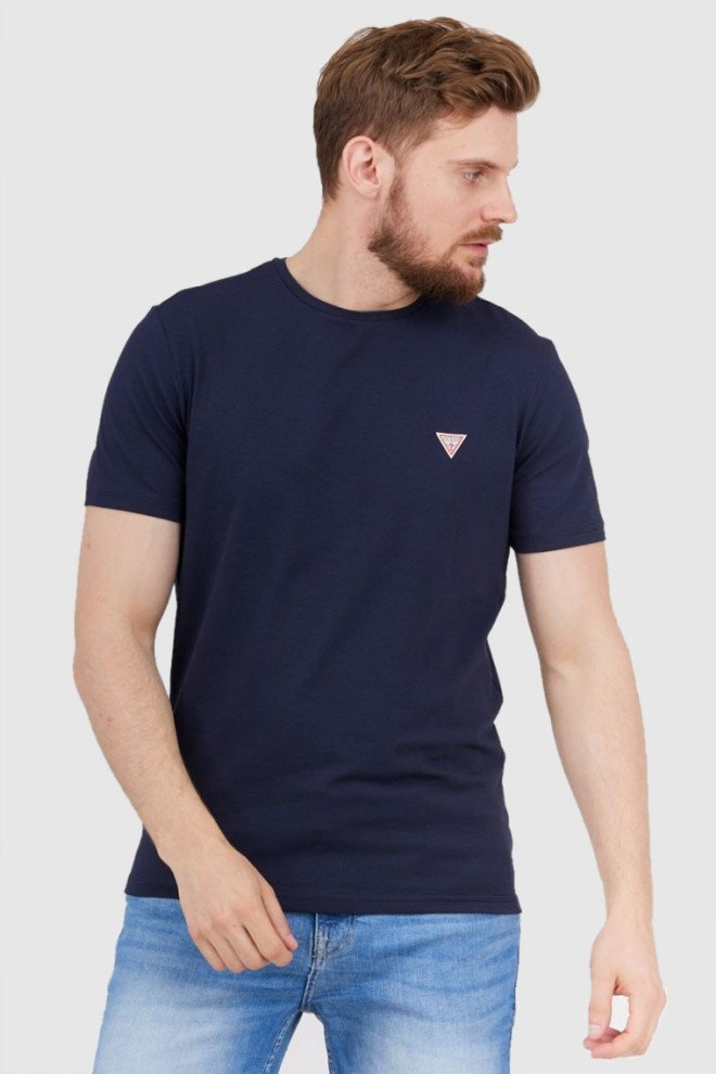 GUESS Granatowy t-shirt męski z małym logo