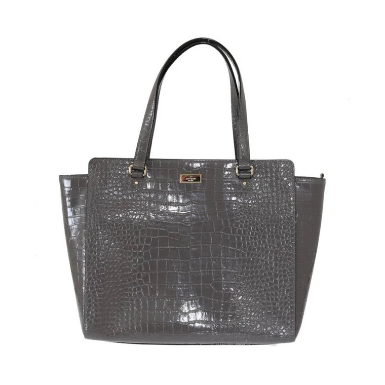 Gray Elissa Bristol Drive Croc Hand Bag Kate Spade