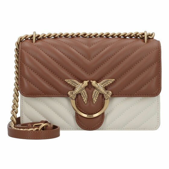 PINKO Love one Mini Torba na ramię Skórzany 21 cm cuoio-bianco-antique gold