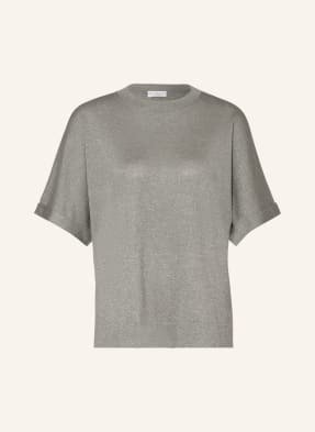 Brunello Cucinelli T-Shirt Z Dodatkiem Kaszmiru I Jedwabiu grau