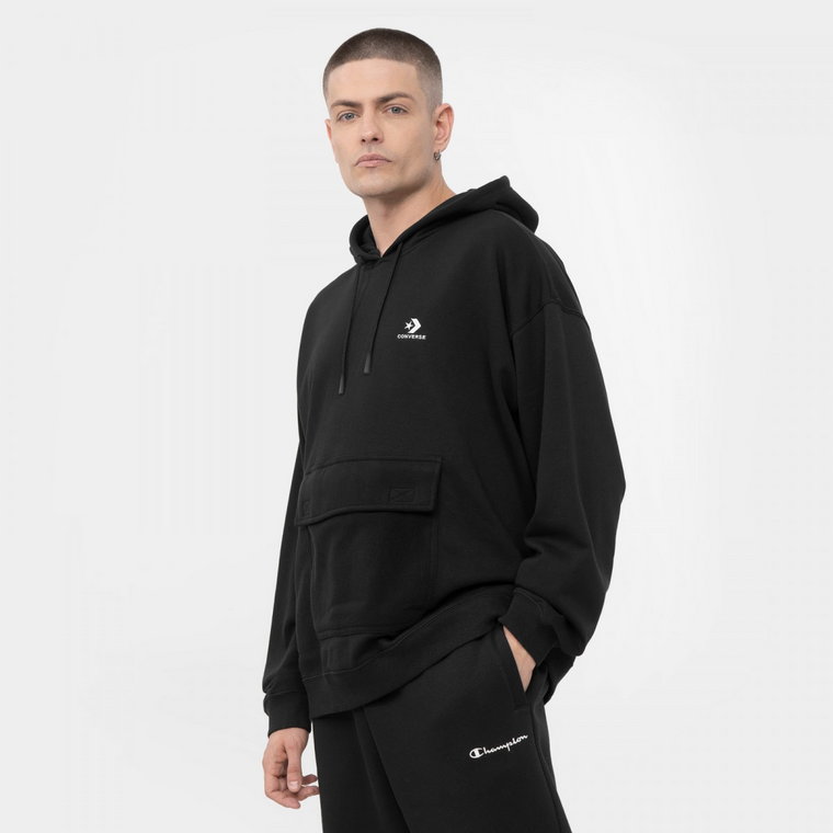 Męska bluza dresowa nierozpinana z kapturem CONVERSE Utility Pocket Pullover Hoodie - czarna