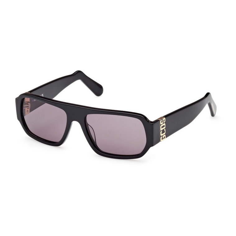 Czarne błyszczące okulary przeciwsłoneczne w kształcie prostokąta Gcds