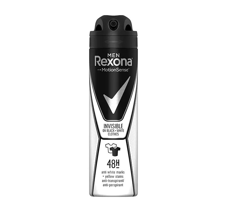 REXONA MEN INVISIBLE BLACK+WHITE ANTYPERSPIRANT W AEROZOLU DLA MĘŻCZYZN 150ML