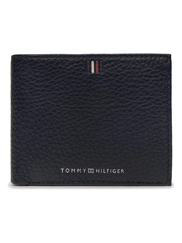 Tommy Hilfiger Skórzany portfel w kolorze czarnym - 11 x 8,5 x 2 cm