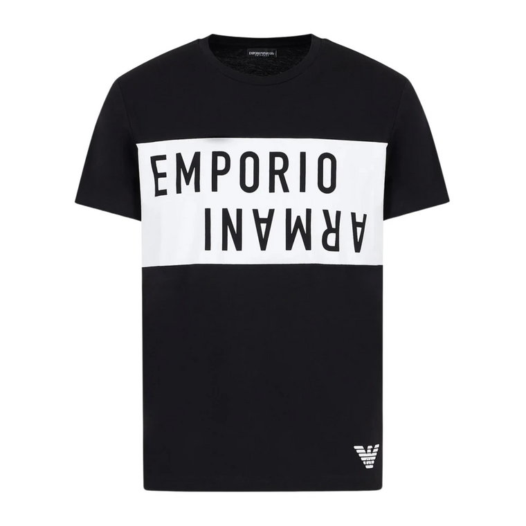 Czarna Koszulka z Logo 100% Bawełna Emporio Armani