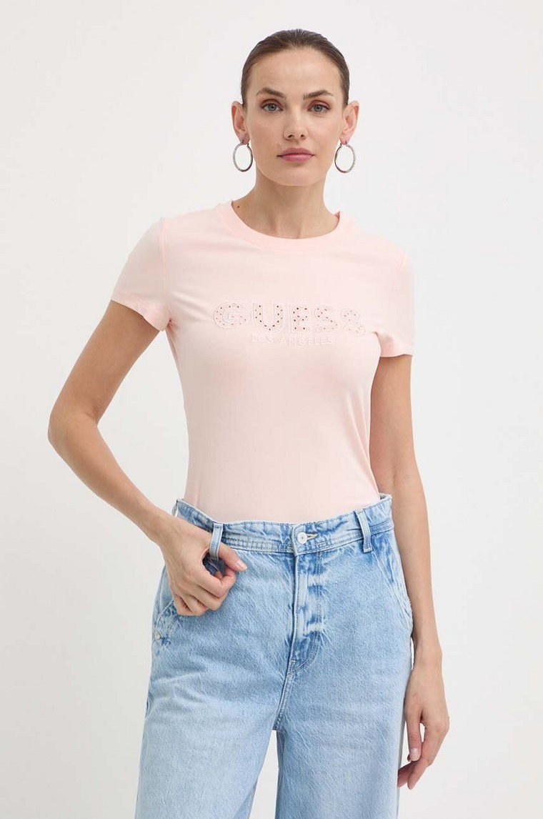 Guess t-shirt damski kolor pomarańczowy W4GI14 J1314