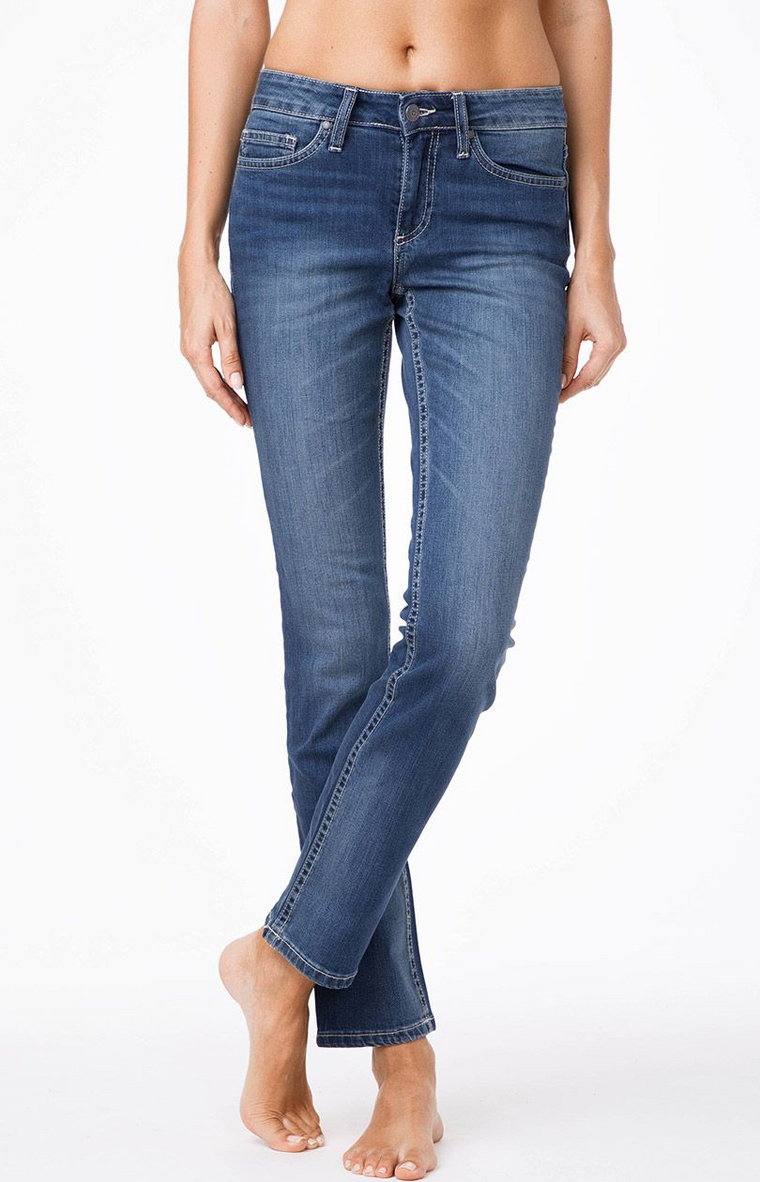 Jeansy klasyczne proste o średnim kroju 2091/49123, Kolor ciemny jeans, Rozmiar S, Conte
