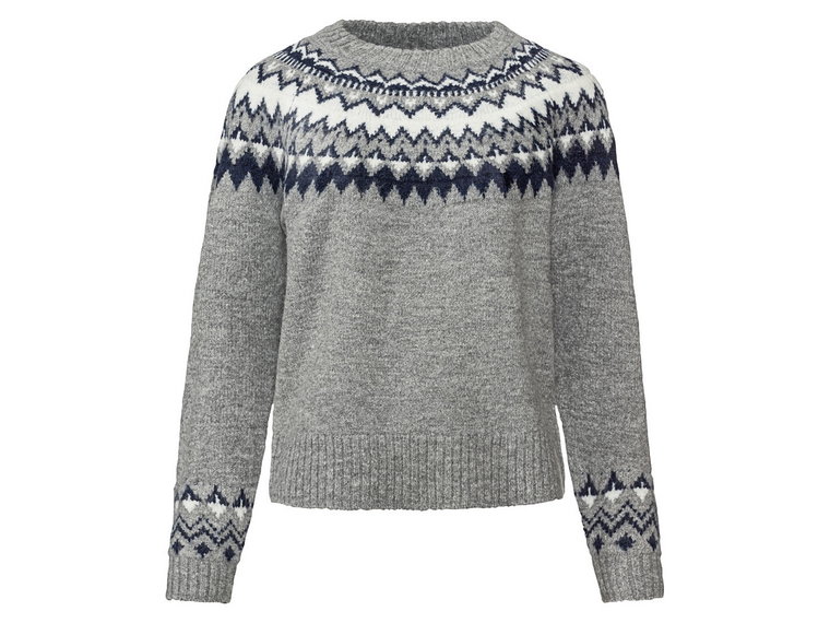 esmara Sweter damski w stylu norweskim (Szary, XS (32/34))