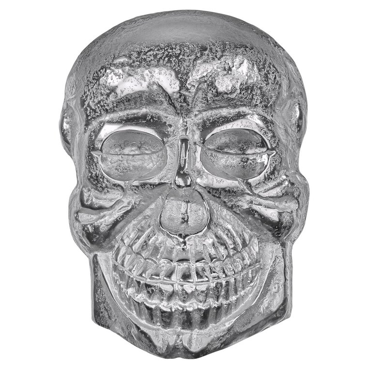 Rzeźba ścienna Deco Skull Silver 42x30 cm z wykończeniem niklowym Aluminium