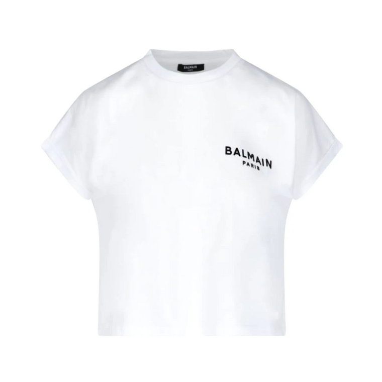 Balmain Flock Detail Cropped T-Shirt Balmain