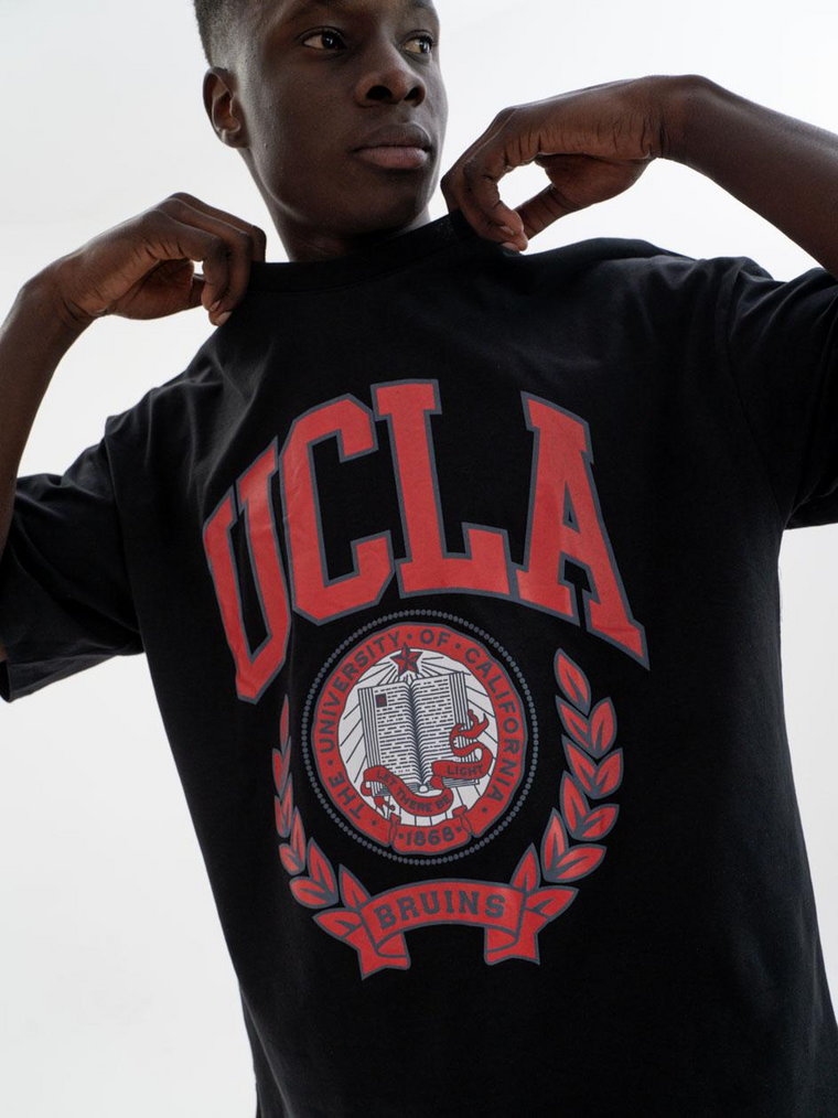 Koszulka Z Krótkim Rękawem Oversize Męska Czarna Plus Eighteen UCLA