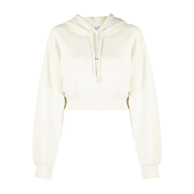 Ivory Sweter z Kapturem z Bawełny z Haftowanymi Strzałkami Off White