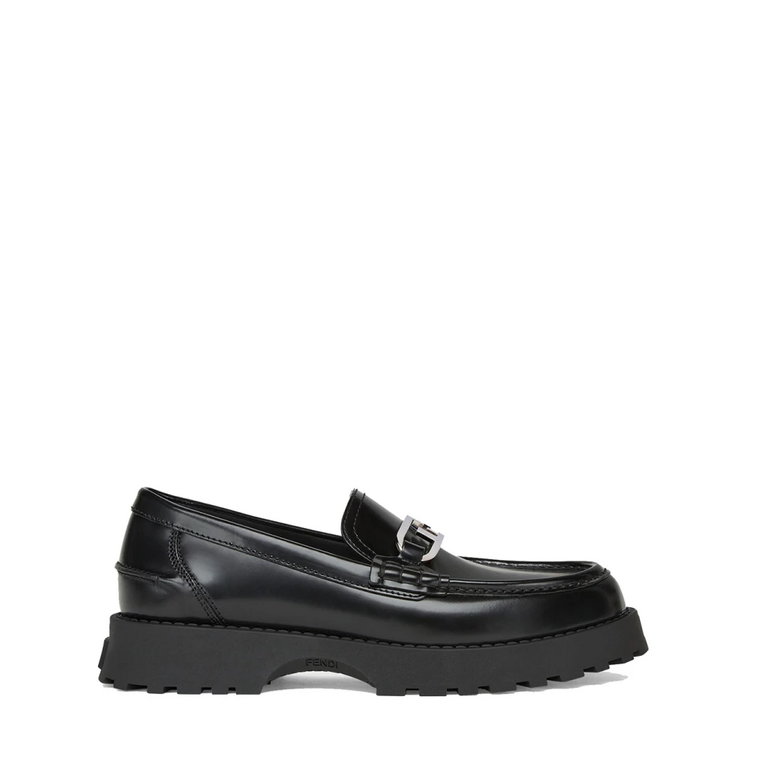 Czarne płaskie buty z detalami Fendi O'Lock Fendi