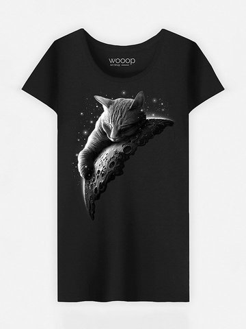 WOOOP Koszulka "Moon Cat" w kolorze czarnym