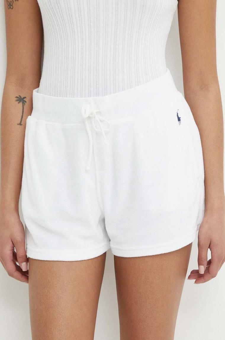 Polo Ralph Lauren szorty damskie kolor biały gładkie high waist 211936222