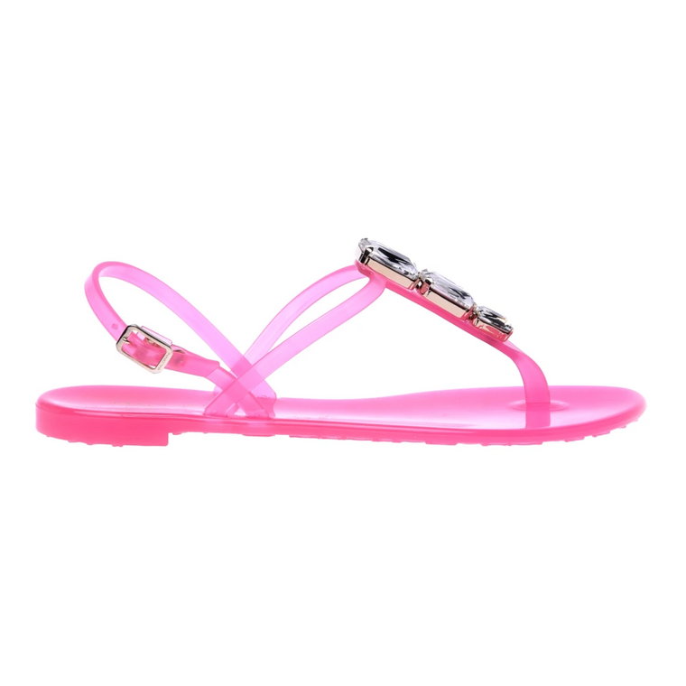 Fluo pink rubber thong sandals Baldinini