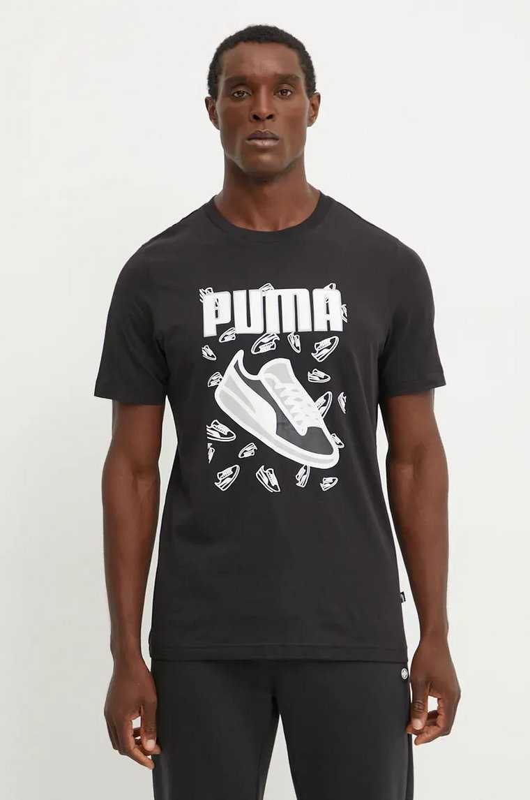 Puma t-shirt bawełniany męski kolor czarny z nadrukiem 683209