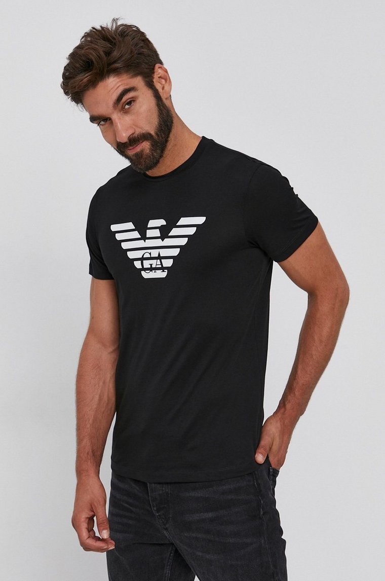 Emporio Armani t-shirt bawełniany kolor czarny z nadrukiem 8N1TN5 1JPZZ