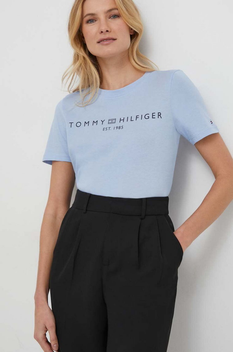 Tommy Hilfiger t-shirt bawełniany damski kolor niebieski