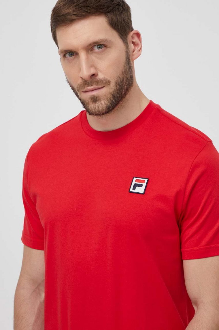 Fila t-shirt bawełniany Ledce męski kolor czerwony z aplikacją FAM0616