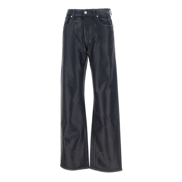 Midnight Blue Coated Denim Straight Leg Jeans 7 For All Mankind